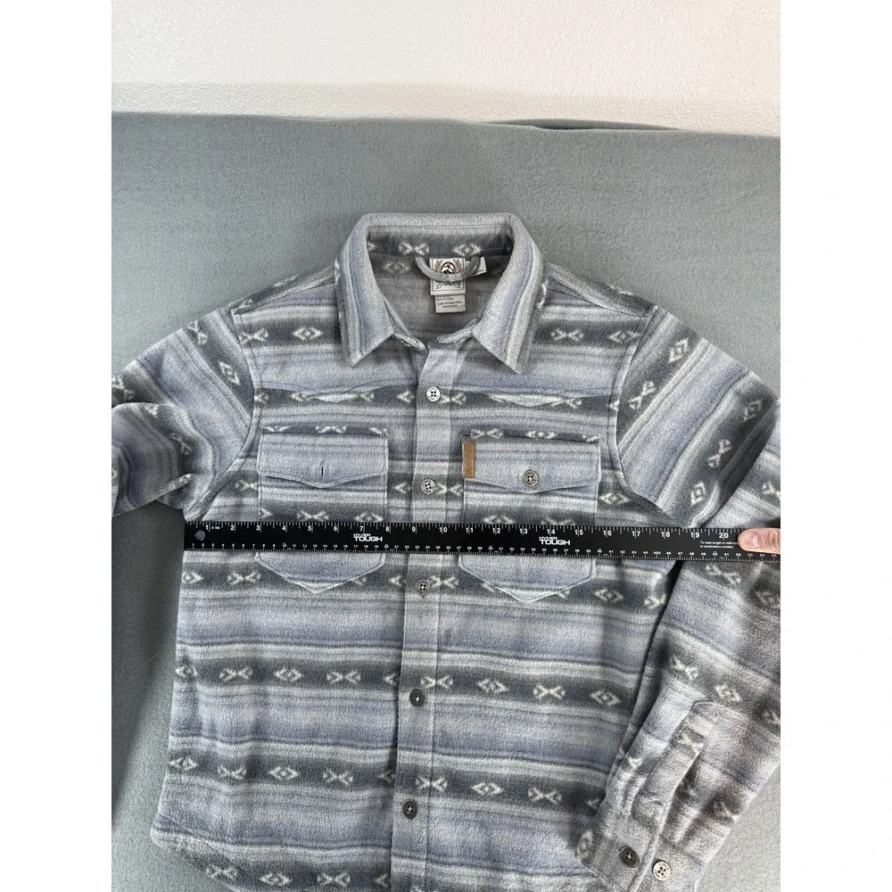 Cinch Fleece Flannel Shirt Jacket Boys XL 14 Shacket Aztec Western Pockets Strip